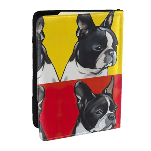 EdWal Reisepasshülle mit niedlichem Mops-Aufdruck, Kreditkartenfach, Leder, Reisepasshülle, für Damen, Herren, Familienausweis, Reisen, Schwarz , Einheitsgröße von EdWal