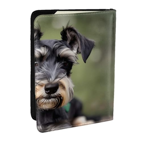 EdWal Reisepasshülle mit niedlichem Schnauzer-Aufdruck, mit Kreditkartenfach, Leder, Reisepasshülle, für Damen, Herren, Familienausweis, Reisen, Schwarz , Einheitsgröße von EdWal