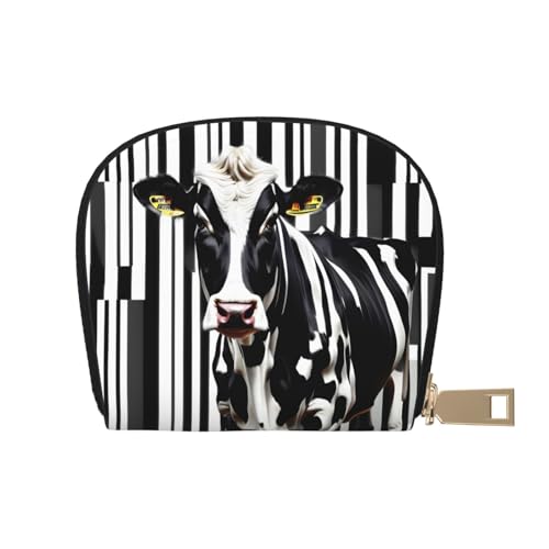 EdWal Schwarz Weiß Milchkuh Druck Kartenetui Uni Kreditkartenetui für Damen und Herren Leder Kartenetui Slim Visitenkarte Weiß Einheitsgröße, Weiß, One Size von EdWal