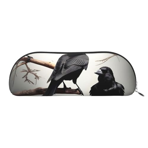 EdWal Schwarze Krähe Vögel auf einem Zweig Druck Make-up Tasche Federmäppchen, Federmäppchen, stilvolle Federmäppchen für Frauen, Reise-Make-up-Tasche, Silber, En storlek, Kulturbeutel von EdWal