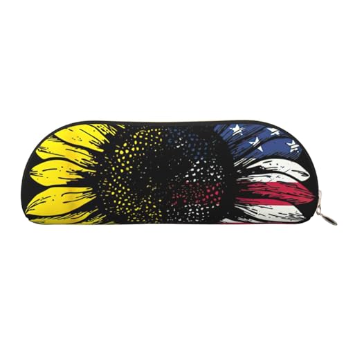 EdWal Sonnenblume amerikanische Flagge Druck Make-up Tasche Federmäppchen, Federmäppchen, stilvolle Federmäppchen für Frauen, Reise-Make-up-Tasche, Gold, En storlek, Kulturbeutel von EdWal