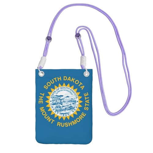 EdWal Süd-Dakota-Flaggen-Druck, Crossbody-Tasche für Damen, Mini-Handygeldbörsen, niedliche Handy-Geldbörse, zum Wandern, Reisen, Geschenk, violett, Einheitsgröße von EdWal