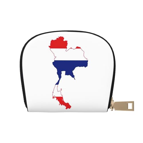 EdWal Thailand Flag Map Print Card Holder Uni Credit Card Case for Men and Women Leather Card Holder, Slim Business Card, weiß, Einheitsgröße von EdWal