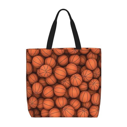 EdWal Tragetasche für Damen, Motiv: Stadionfußball, Satdiumfeld, Licht, Nacht, Schultertasche, große Einkaufstasche, für Arbeit, Reisen, Einkaufen, Basketball orange, Einheitsgröße von EdWal