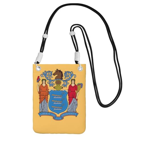 EdWal Umhängetasche für Damen, Motiv: Flagge von New Jersey, Mini-Handygeldbörsen, niedliche Handy-Geldbörse, zum Wandern, Reisen, Geschenk, Schwarz , Einheitsgröße von EdWal