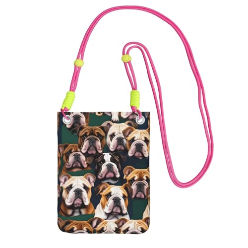 EdWal Umhängetasche mit süßem englischen Bulldoggen-Aufdruck für Damen, Mini-Handygeldbörsen, niedliche Handy-Brieftasche, zum Wandern, Reisen, Geschenk, Fuchusia, Einheitsgröße von EdWal