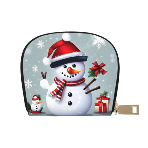 EdWal Weihnachten Happy Snowman Print Kartenhalter Uni Kreditkartenetui für Damen und Herren Leder Kartenhalter Slim Visitenkarte, weiß, Einheitsgröße von EdWal