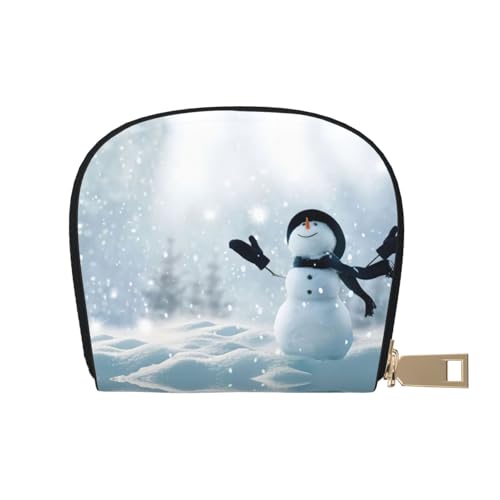EdWal Weihnachten Happy Snowman Print Kartenhalter Uni Kreditkartenetui für Damen und Herren Leder Kartenhalter Slim Visitenkarte, weiß, Einheitsgröße von EdWal