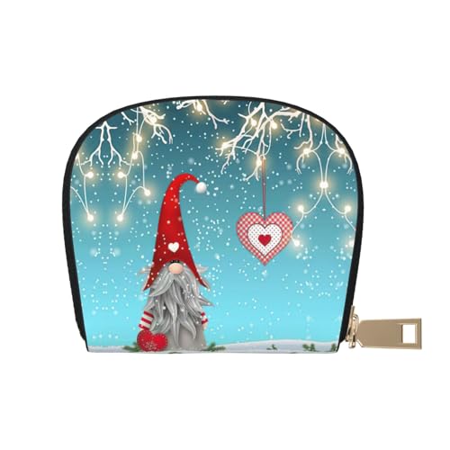 EdWal Weihnachten Traditioneller Zwerg Druck Kartenhalter Uni Kreditkartenetui für Damen und Herren Leder Kartenhalter Slim Visitenkarte Weiß Einheitsgröße, Weiß, One Size von EdWal