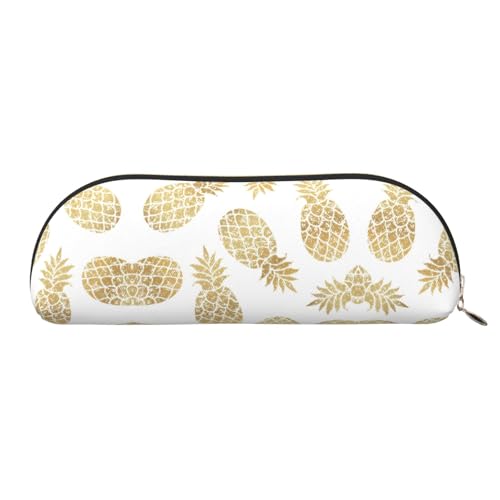 EdWal goldene Ananas Hintergrund Druck Make-up Tasche Federmäppchen, Federmäppchen, stilvolle Federmäppchen für Frauen, Reise-Make-up-Tasche, Gold, En storlek, Kulturbeutel von EdWal