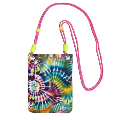 Exotic Tribe Umhängetasche mit Batikmuster für Damen, Mini-Handygeldbörsen, niedliche Handy-Geldbörse, zum Wandern, Reisen, Geschenk, Fuchusia, Einheitsgröße von EdWal