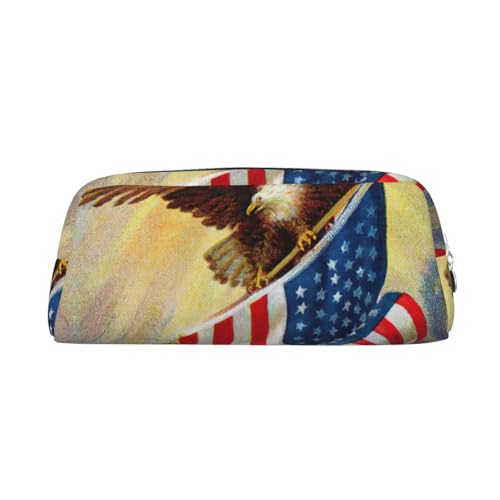 Federmäppchen mit amerikanischer USA-Flagge, Adler, Kunstdruck, großes Federmäppchen, Schreibwaren, Stiftetasche, Büro, Uni, Schule, Make-up-Tasche, silber, Einheitsgröße, Kulturbeutel von EdWal
