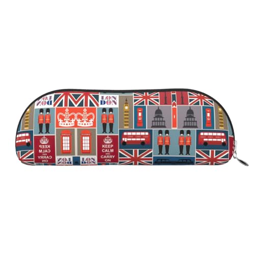 Federmäppchen mit englischen Symbolen bedruckt, Federmäppchen, elegante Damentasche, Reise-Kosmetiktasche, silber, one size, Kulturbeutel von EdWal