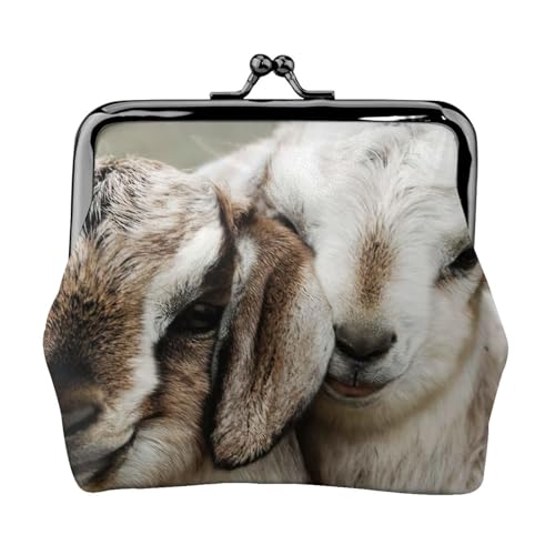 Geldbörse mit Ziegenmotiv, Kleingeldbörse mit Kussschloss, kleine Vintage-Tasche für Männer und Frauen, Schwarz , Einheitsgröße, Münztasche von EdWal
