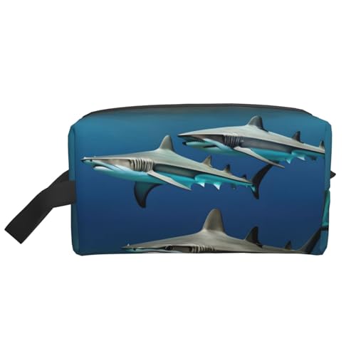 Hammerhead Kulturbeutel mit Hai-Aufdruck, für Herren, Kosmetiktasche, geräumige Kapazität, Reise-Kulturbeutel für Damen, weiß, Einheitsgröße von EdWal