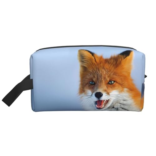Kosmetiktasche mit Fuchs-Aufdruck, geräumige Kapazität, Reise-Kulturbeutel für Damen, weiß, Einheitsgröße von EdWal