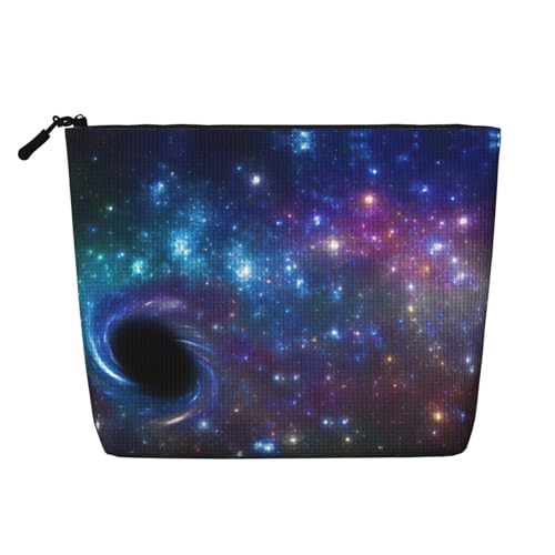 Kosmetiktasche mit Galaxie-Druck, tragbare Kosmetiktasche, Kulturbeutel, geräumiger Reise-Make-up-Organizer, Schwarz , Einheitsgröße von EdWal