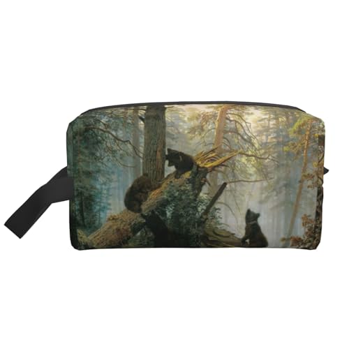 Kulturbeutel für Herren, Kosmetiktasche, geräumige Kapazität, Reise-Kulturbeutel für Damen, Motiv: Black Bears, weiß, Einheitsgröße von EdWal