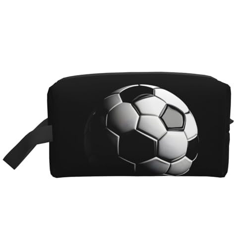 Kulturbeutel für Herren, Kosmetiktasche mit Fußball-Aufdruck, geräumige Kapazität, Reise-Kulturbeutel für Damen, weiß, Einheitsgröße von EdWal