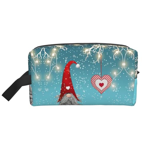 Kulturbeutel für Herren, mit traditionellem Weihnachts-Zwerg-Druck, Kosmetiktasche, geräumige Kapazität, Reise-Kulturbeutel für Damen, weiß, Einheitsgröße von EdWal