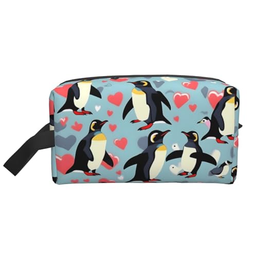 Kulturbeutel mit Aufschrift "I Love Penguins", für Herren, Kosmetiktasche, geräumige Kapazität, Reise-Kulturbeutel für Damen, weiß, Einheitsgröße von EdWal