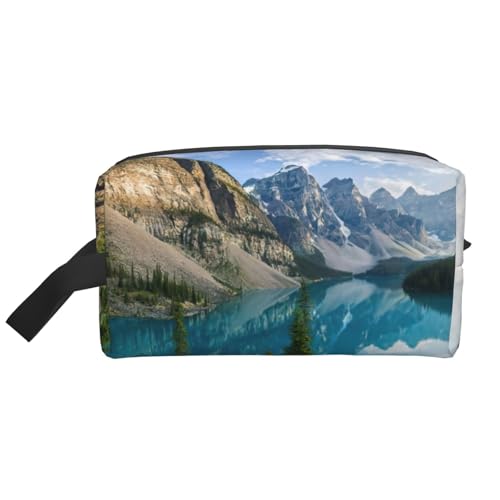 Kulturbeutel mit Rocky Mountains Aufdruck für Herren, Kosmetiktasche, geräumige Kapazität, Reise-Kulturbeutel für Damen, weiß, Einheitsgröße von EdWal