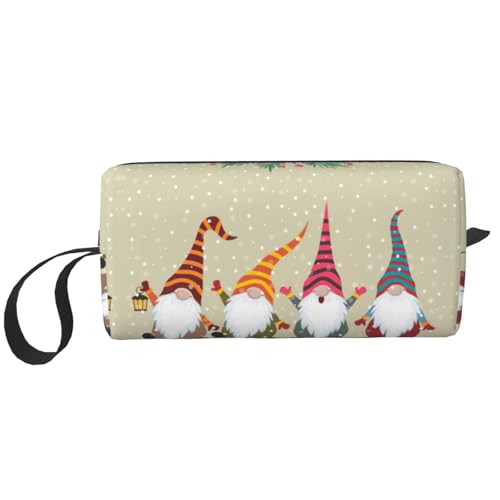 Kulturbeutel mit Weihnachts-Zwergen-Aufdruck für Damen, Reisegröße, niedlicher Reise-Kulturbeutel, Make-up-Tasche, Organizer-Tasche, weiß, Einheitsgröße von EdWal