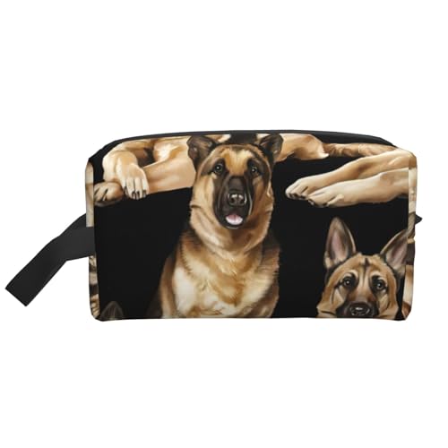 Kulturbeutel mit deutschem Schäferhund, Kosmetiktasche, geräumige Kapazität, Reise-Kulturbeutel für Damen, weiß, Einheitsgröße von EdWal