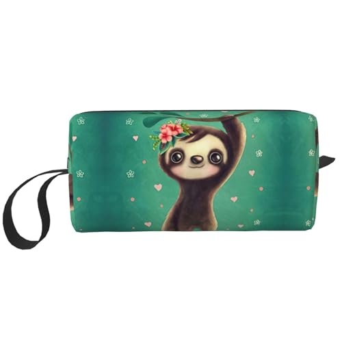 Kulturbeutel mit niedlichem Faultier-Aufdruck für Damen, Reisegröße, niedlicher Reise-Kulturbeutel, Make-up-Tasche, Organizer-Tasche, weiß, Einheitsgröße Kulturbeutel mit niedlichem Faultier-Aufdruck für Damen, Reisegröße, niedlicher Reise-Kulturbeutel, Make-up-Tasche, Organizer-Tasche, weiß, Einheitsgröße von EdWal