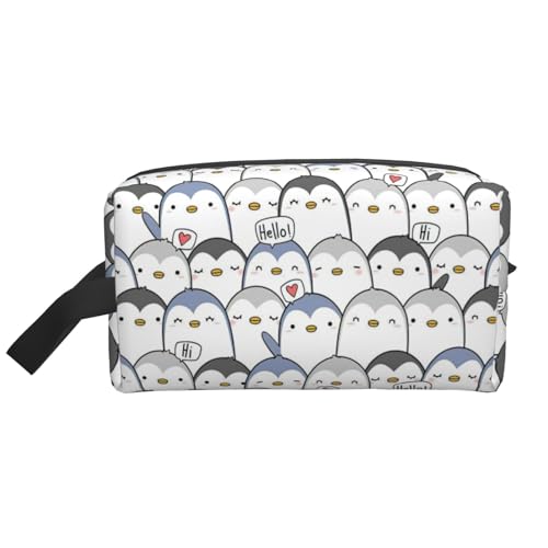 Kulturbeutel mit niedlichem Pinguin-Druck, Kosmetiktasche, geräumige Kapazität, Reise-Kulturbeutel für Damen, weiß, Einheitsgröße Kulturbeutel mit niedlichem Pinguin-Druck, Kosmetiktasche, geräumige Kapazität, Reise-Kulturbeutel für Damen, weiß, Einheitsgröße von EdWal
