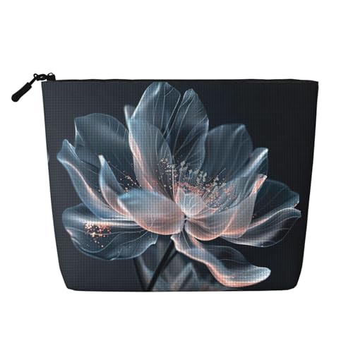 Make-up-Tasche mit 3D-Blumendruck, tragbare Kosmetiktasche, Kulturbeutel, geräumiger Reise-Make-up-Organizer, Schwarz , Einheitsgröße von EdWal