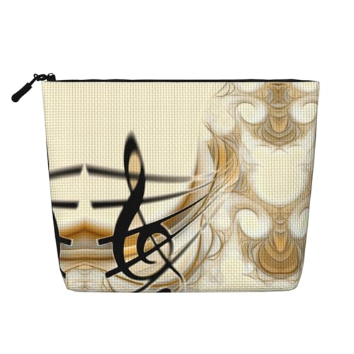 Make-up-Tasche mit Musiknoten-Aufdruck, tragbare Kosmetiktasche, Kulturbeutel, geräumiger Reise-Make-up-Organizer, Schwarz , Einheitsgröße von EdWal