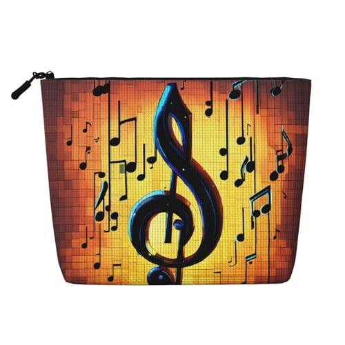 Make-up-Tasche mit Musiknoten-Aufdruck, tragbare Kosmetiktasche, Kulturbeutel, geräumiger Reise-Make-up-Organizer, Schwarz , Einheitsgröße von EdWal