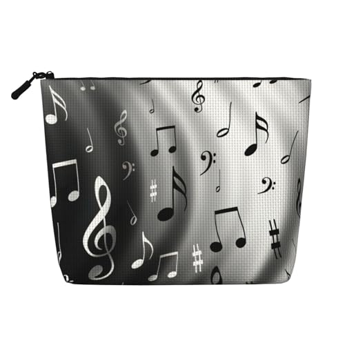 Make-up-Tasche mit Musiknoten-Druck, tragbare Kosmetiktasche, Kulturbeutel, geräumiger Reise-Make-up-Organizer, Schwarz , Einheitsgröße Make-up-Tasche mit Musiknoten-Druck, tragbare Kosmetiktasche, Kulturbeutel, geräumiger Reise-Make-up-Organizer, Schwarz , Einheitsgröße von EdWal