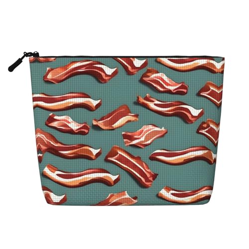 Make-up-Tasche mit Streifenmuster für Damen, tragbare Kosmetiktasche, Kulturbeutel, geräumiger Reise-Make-up-Organizer, Schwarz , Einheitsgröße von EdWal