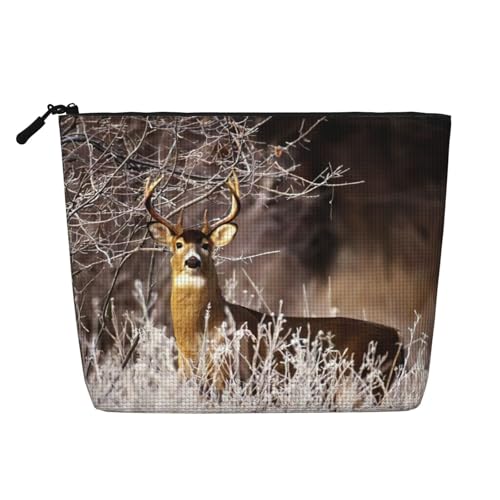 Make-up-Tasche mit Weißschwanz-Motiv für Damen, tragbare Kosmetiktasche, Kulturbeutel, geräumiger Reise-Make-up-Organizer, Schwarz , Einheitsgröße von EdWal
