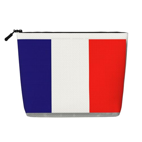 Make-up-Tasche mit französischer Flagge, tragbare Kosmetiktasche, Kulturbeutel, geräumiger Reise-Make-up-Organizer, Schwarz , Einheitsgröße von EdWal
