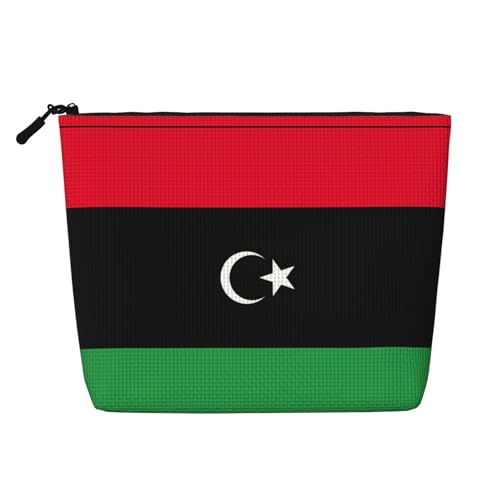 Make-up-Tasche mit libyscher Flagge, tragbare Kosmetiktasche, Kulturbeutel, geräumiger Reise-Make-up-Organizer, Schwarz , Einheitsgröße Make-up-Tasche mit libyscher Flagge, tragbare Kosmetiktasche, Kulturbeutel, geräumiger Reise-Make-up-Organizer, Schwarz , Einheitsgröße von EdWal