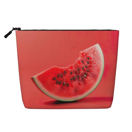 Make-up-Tasche mit rotem Wassermelonen-Druck, tragbare Kosmetiktasche, Kulturbeutel, geräumiger Reise-Make-up-Organizer, Schwarz , Einheitsgröße Make-up-Tasche mit rotem Wassermelonen-Druck, tragbare Kosmetiktasche, Kulturbeutel, geräumiger Reise-Make-up-Organizer, Schwarz , Einheitsgröße von EdWal