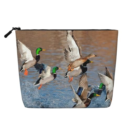 Mallard Make-up-Tasche mit Entenmotiv, tragbare Kosmetiktasche, Kulturbeutel, geräumiger Reise-Make-up-Organizer, Schwarz , Einheitsgröße von EdWal