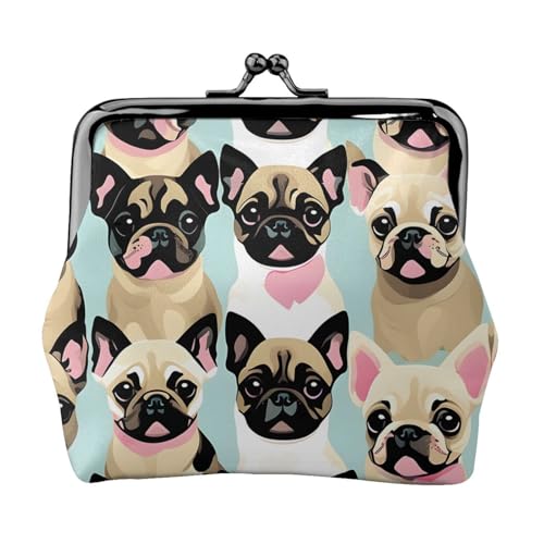 Münzbörse mit niedlichem Chihuahua-Motiv und Mops-Aufdruck, Kleingeldbörse mit Kussschloss, kleine Vintage-Tasche für Männer und Frauen, Schwarz , Einheitsgröße, Münztasche von EdWal