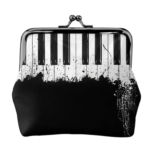 Münzgeldbörse mit Klavierdruck, Kleingeldbörse mit Kussschloss, kleine Vintage-Tasche für Männer und Frauen, Schwarz , Einheitsgröße, Münztasche von EdWal