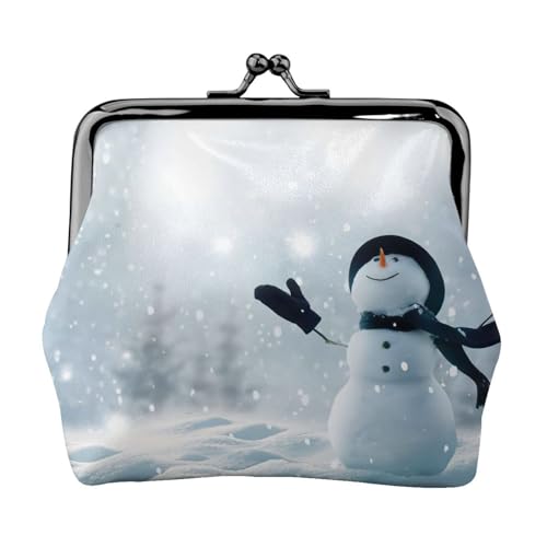 Münzgeldbörse mit Weihnachtsmotiv und Schneemann-Aufdruck, Kleingeldbörse mit Kussschloss, kleine Vintage-Tasche für Männer und Frauen, Schwarz , Einheitsgröße, Münztasche von EdWal