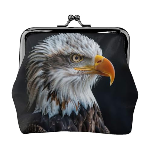 Münzgeldbörse mit Weißkopfseeadler-Druck, Kleingeldbörse mit Kussschloss, kleine Vintage-Tasche für Männer und Frauen, Schwarz , Einheitsgröße, Münztasche von EdWal