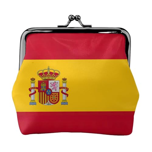 Münzgeldbörse mit spanischer Flagge, Kleingeldbörse mit Kussschloss, kleine Vintage-Tasche für Männer und Frauen, Schwarz , Einheitsgröße, Münztasche von EdWal