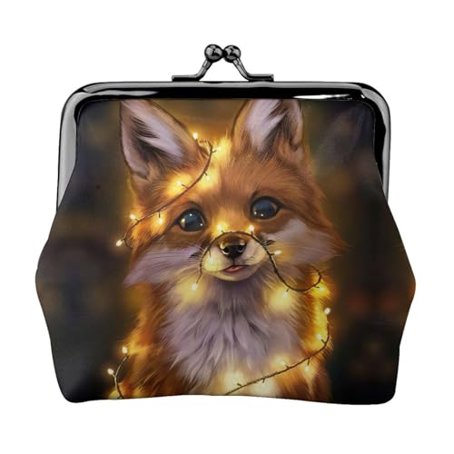 Münzgeldbörse mit süßem Fuchs-Aufdruck, Kleingeldbörse mit Kussschloss, kleine Vintage-Tasche für Männer und Frauen, Schwarz , Einheitsgröße, Münztasche von EdWal