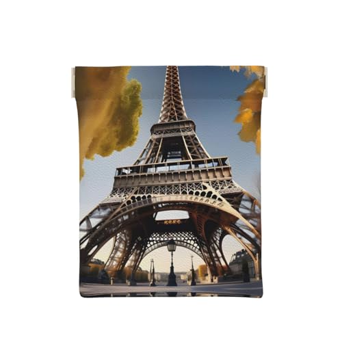 Münztasche aus Leder für Herren, Münzgeldbörse für Damen, Mini-Geldbörse, Stadtbild Paris Eiffelturm Frankreich, Einheitsgröße, Münztasche von EdWal