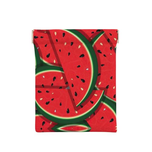 Münztasche aus Leder mit Retro-Fahrradaufdruck, für Herren, Münzgeldbörse für Damen, Mini-Geldbörse, Rote Wassermelone, Einheitsgröße, Münztasche von EdWal