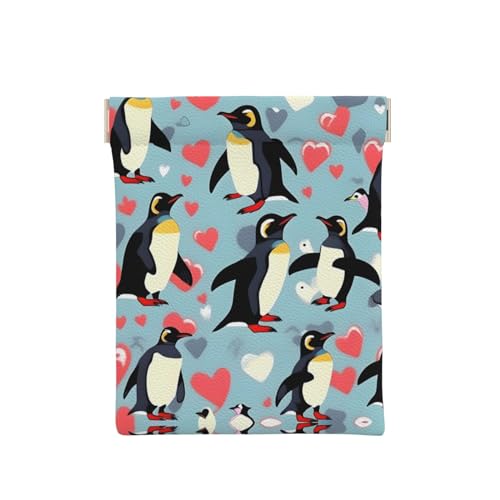 Niedlicher Schnauzer-Druck, Leder-Münztasche für Herren, Münzbörse für Damen, Mini-Geldbörse, I Love Pinguine, Einheitsgröße, Münztasche von EdWal