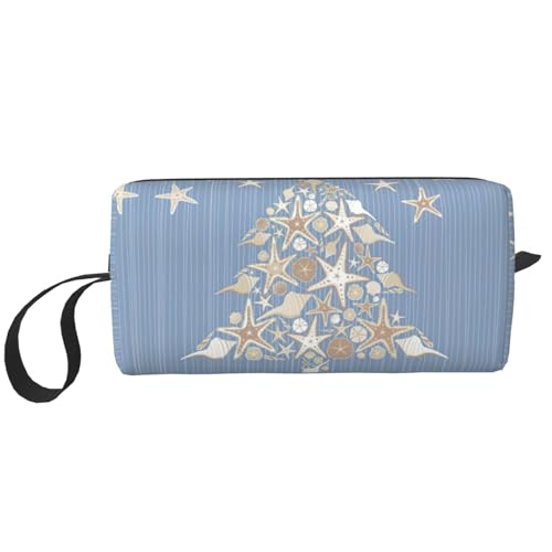 Seashell Kulturbeutel für Damen, Weihnachtsdruck, Reisegröße, niedlicher Reise-Kulturbeutel, Make-up-Tasche, Organizer-Tasche, weiß, Einheitsgröße von EdWal